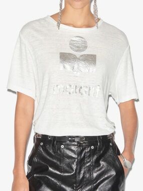 Isabel Marant White Tee with Silver Logo